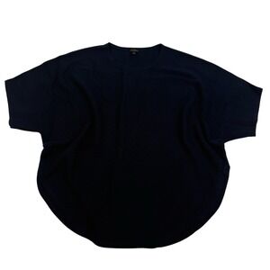 Talbots Blue Oversized Dolman Sweater Slits Sz L Viscose Nylon Cashmere Ribbed